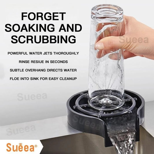 Automatic cup washer glass rinser attachment with clear opening and black base