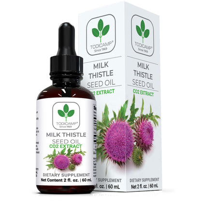 CO2 Extracted Milk Thistle Seed Oil 100% Potent Liver Support Milk Thistle Oil Rich in Silymarin Zinc Omegas Tocopherols Pure Milk Thistle Drops 2 Fl Oz - Renee Lane Company