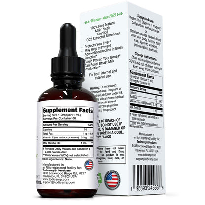 CO2 Extracted Milk Thistle Seed Oil 100% Potent Liver Support Milk Thistle Oil Rich in Silymarin Zinc Omegas Tocopherols Pure Milk Thistle Drops 2 Fl Oz - Renee Lane Company