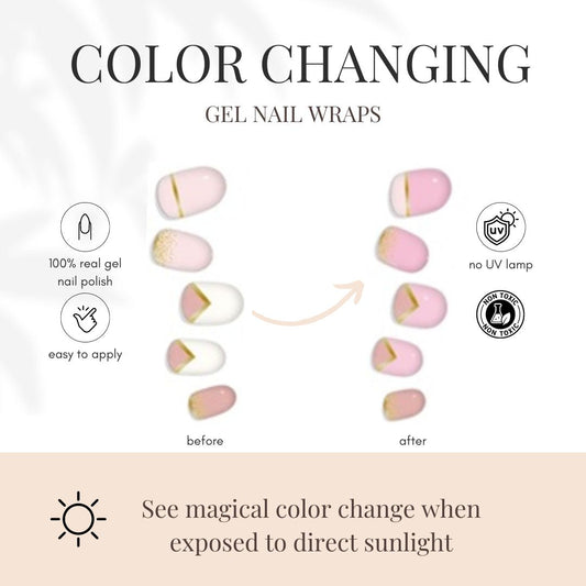 COLOR CHANGE Pink & Gold Delicate Geometric Gel Nail Wrap - Renee Lane Company