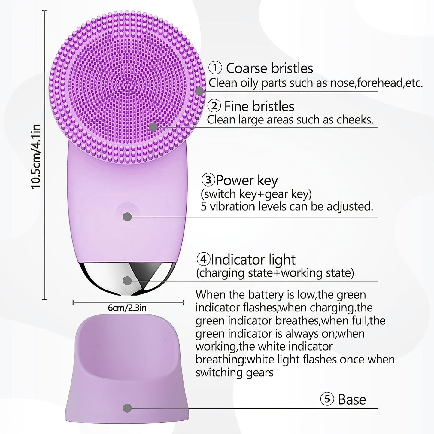 CONESN Electric Facial Cleansing Brush,Silicone Facial Cleansing Brush, Electric Silicone Face Brush, Sonic Facial Cleansing Brush For Makeup Remover - Renee Lane Company