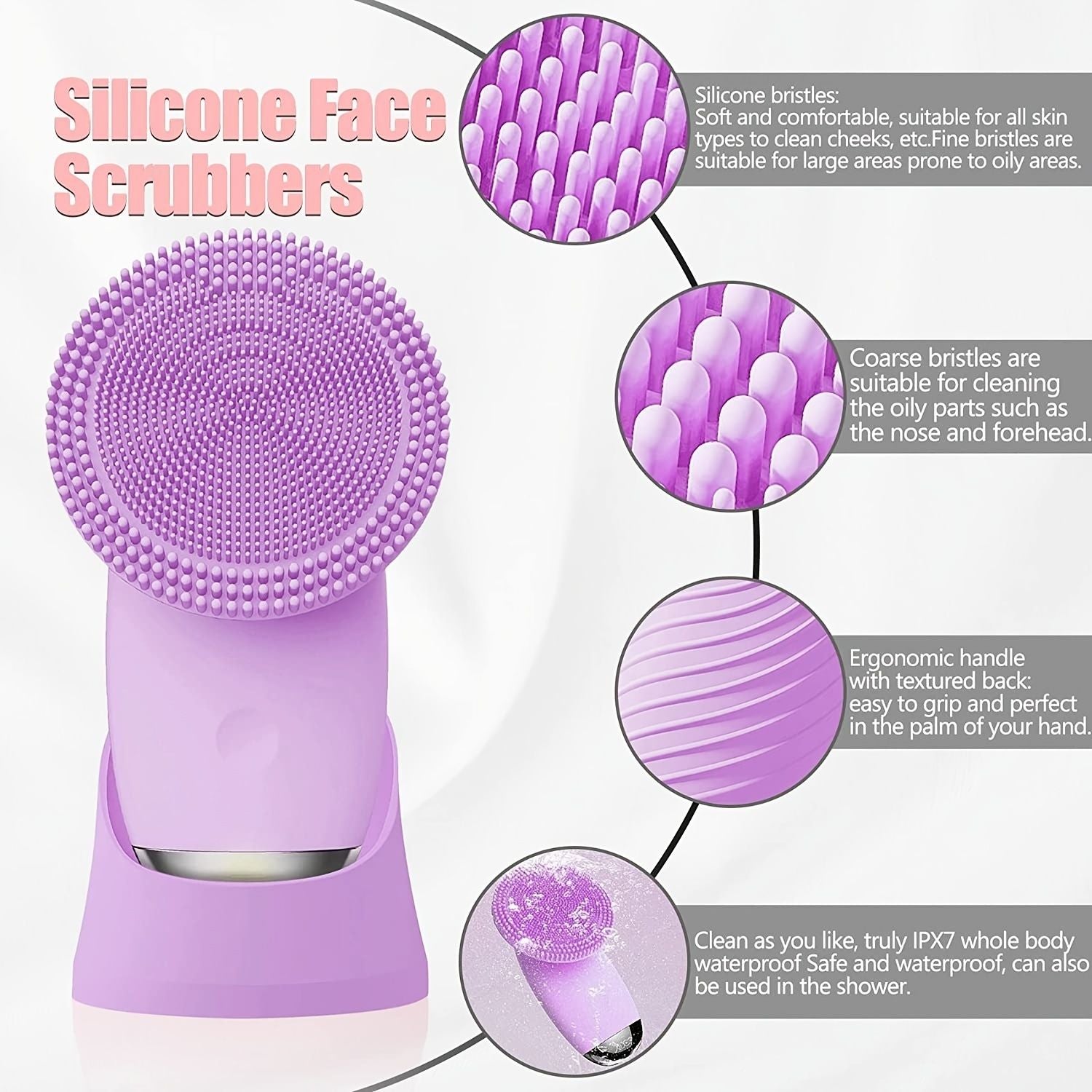 CONESN Electric Facial Cleansing Brush,Silicone Facial Cleansing Brush, Electric Silicone Face Brush, Sonic Facial Cleansing Brush For Makeup Remover - Renee Lane Company