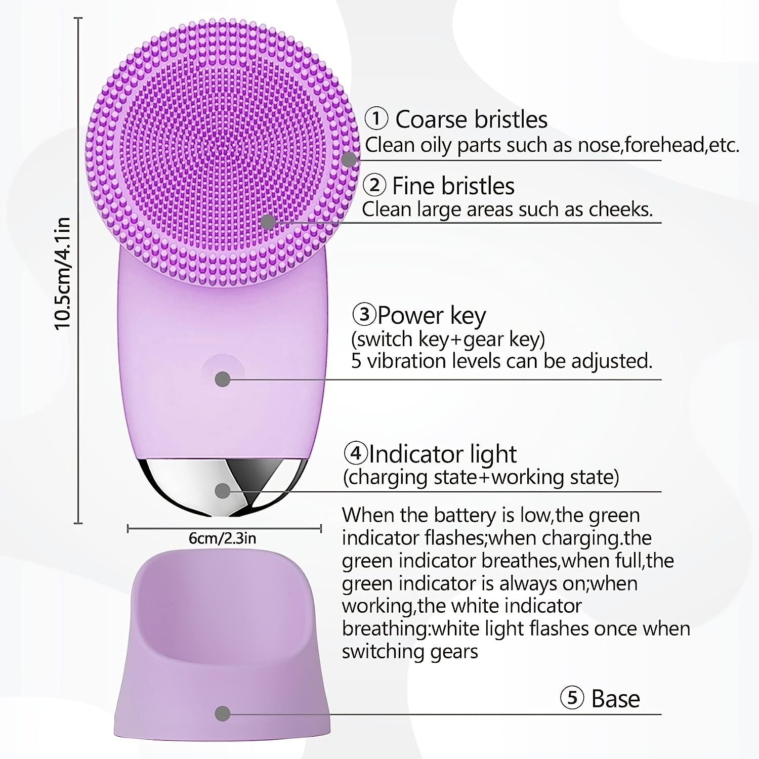 CONESN Electric Facial Cleansing Brush,Silicone Facial Cleansing Brush, Electric Silicone Face Brush, Sonic Facial Cleansing Brush For Makeup Remover - Renee Lane Company