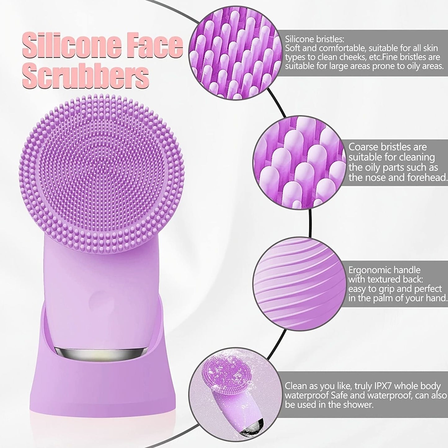 CONESN Electric Facial Cleansing Brush,Silicone Facial Cleansing Brush, Electric Silicone Face Brush, Sonic Facial Cleansing Brush For Makeup Remover - Renee Lane Company