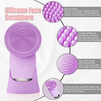 CONESN Electric Facial Cleansing Brush,Silicone Facial Cleansing Brush, Electric Silicone Face Brush, Sonic Facial Cleansing Brush For Makeup Remover - Renee Lane Company