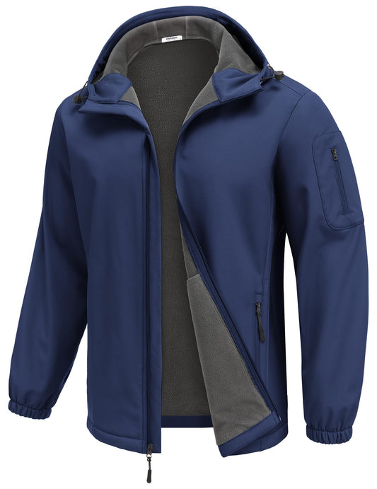 COOFANDY Mens Softshell Hooded Fleece Lined Windbreaker Jacket Waterproof Windproof Jacket Outdoor Winter Jacket - Renee Lane Company