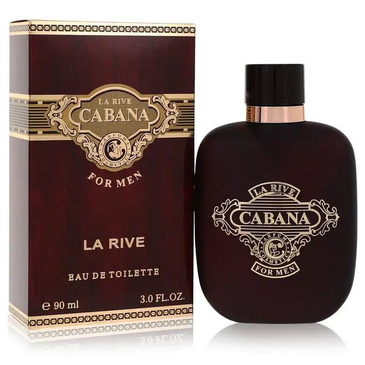 Cabana for Men eau de toilette bottle standing with dark cap beside matching 90 ml box