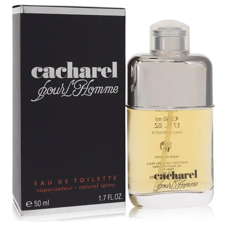 Men’s eau de toilette bottle and black box set, clear glass with pale yellow liquid, 50 ml