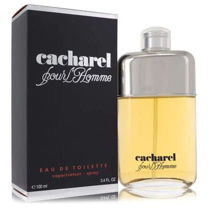 Men’s eau de toilette bottle beside black box, pale yellow liquid in clear glass, 100 ml