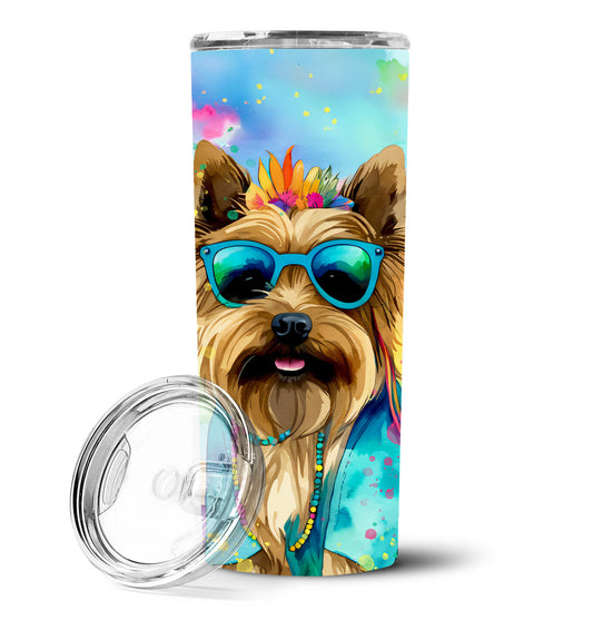 Cairn Terrier Hippie Dawg Stainless Steel Skinny Tumbler Vacuum Double Walled Reusable Insulated Tumbler Travel Cup for Coffee Cocktails Gift with Lid, 20 oz - Renee Lane Company