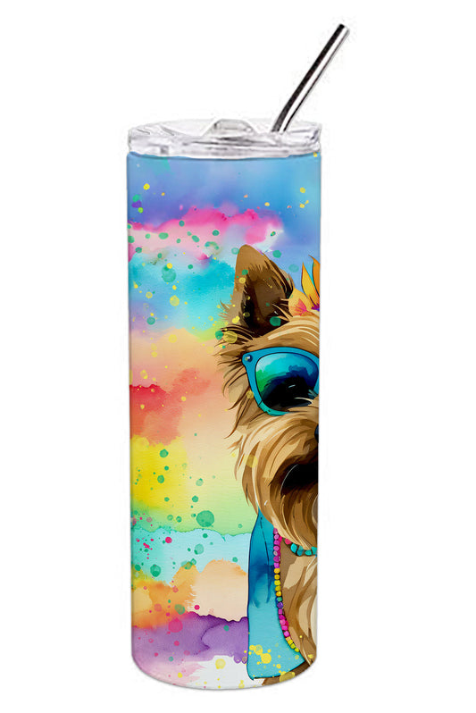 Cairn Terrier Hippie Dawg Stainless Steel Skinny Tumbler Vacuum Double Walled Reusable Insulated Tumbler Travel Cup for Coffee Cocktails Gift with Lid, 20 oz - Renee Lane Company