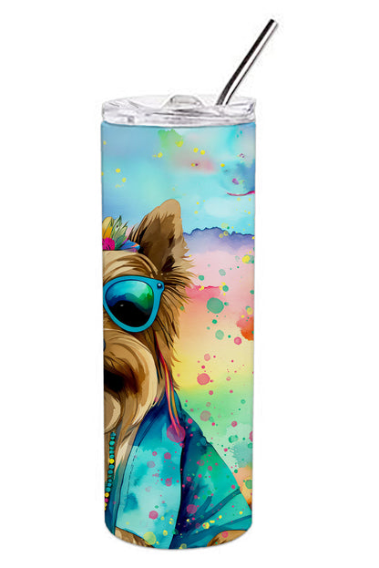 Cairn Terrier Hippie Dawg Stainless Steel Skinny Tumbler Vacuum Double Walled Reusable Insulated Tumbler Travel Cup for Coffee Cocktails Gift with Lid, 20 oz - Renee Lane Company