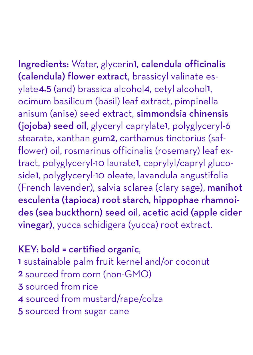 Hair conditioner ingredient label with long ingredient list and key section