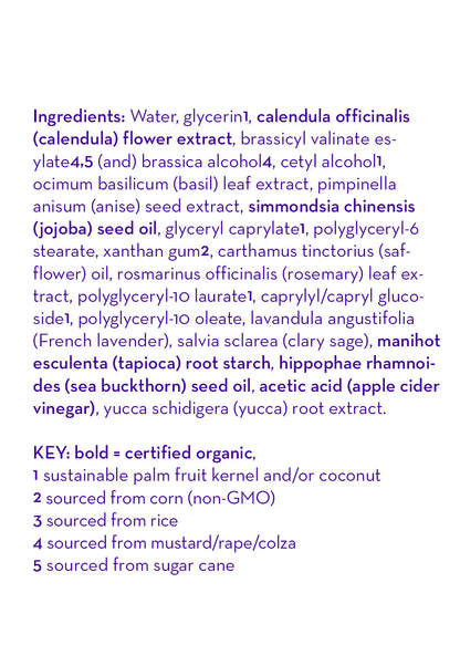 Hair conditioner ingredient label with long ingredient list and key section