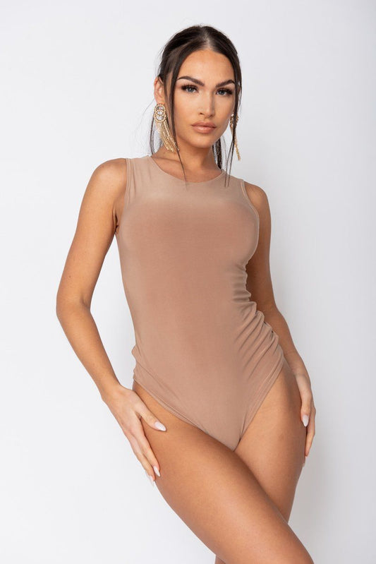 Camel Sleeveless Bodysuit - Renee Lane Company