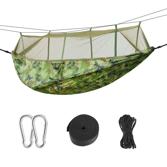 Camping Hammock with Mosquito Net, Portable Double Hammock Tent Load Two People with 2 Straps, Best for Outdoor Garden Hiking Travel - Renee Lane Company
