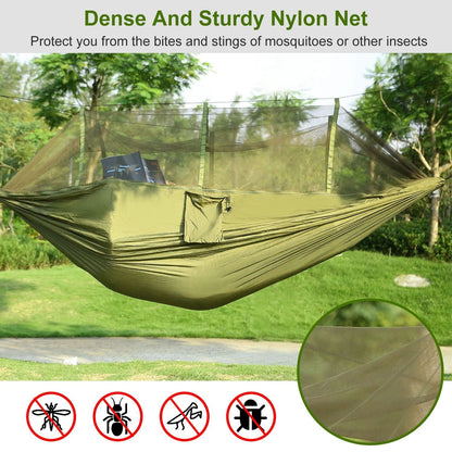Camping Hammock with Mosquito Net, Portable Double Hammock Tent Load Two People with 2 Straps, Best for Outdoor Garden Hiking Travel - Renee Lane Company