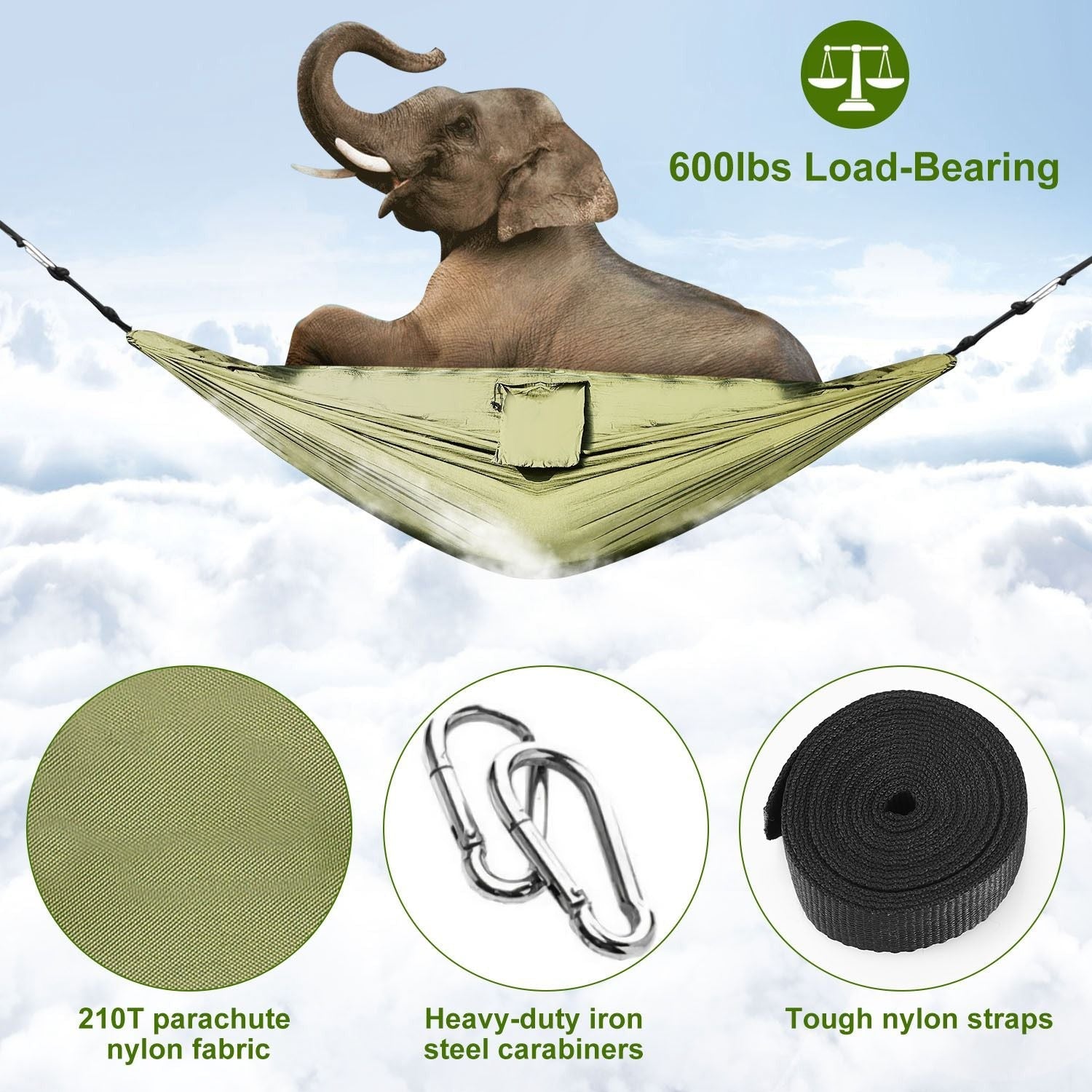Camping Hammock with Mosquito Net, Portable Double Hammock Tent Load Two People with 2 Straps, Best for Outdoor Garden Hiking Travel - Renee Lane Company