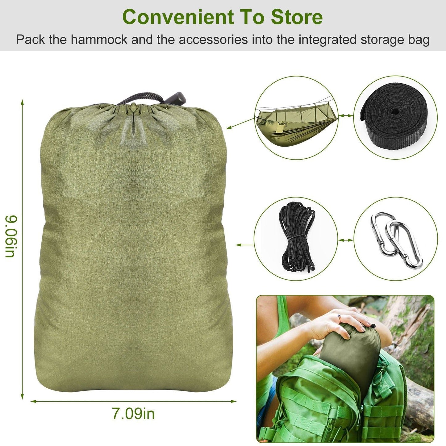 Camping Hammock with Mosquito Net, Portable Double Hammock Tent Load Two People with 2 Straps, Best for Outdoor Garden Hiking Travel - Renee Lane Company