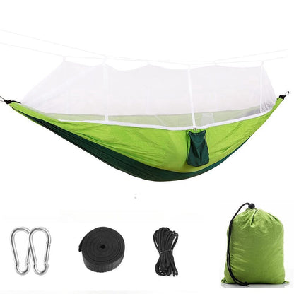 Camping Hammock with Mosquito Net, Portable Double Hammock Tent Load Two People with 2 Straps, Best for Outdoor Garden Hiking Travel - Renee Lane Company