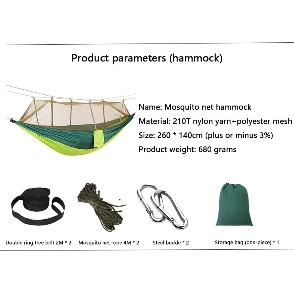 Camping Hammock with Mosquito Net, Portable Double Hammock Tent Load Two People with 2 Straps, Best for Outdoor Garden Hiking Travel - Renee Lane Company