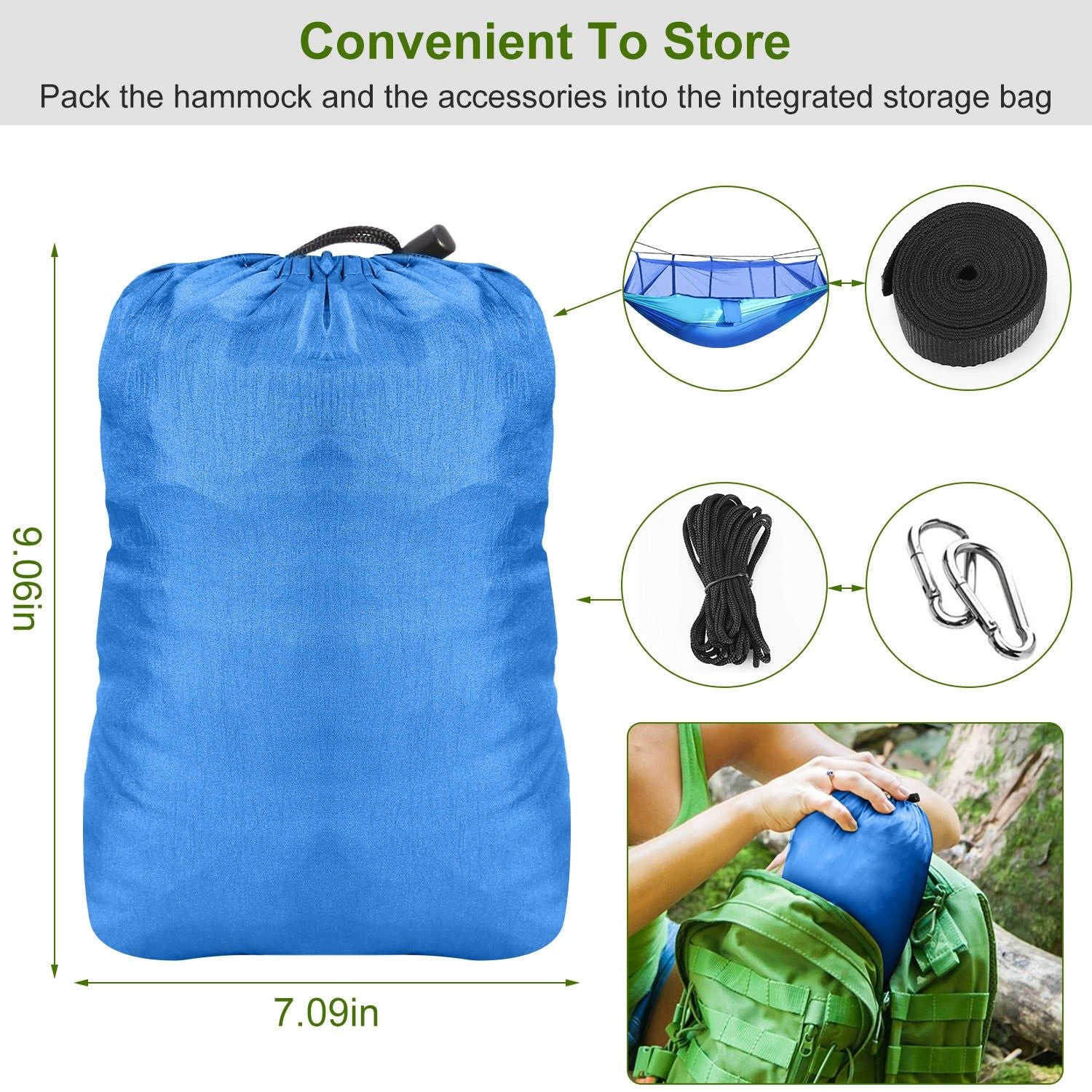 Camping Hammock with Mosquito Net, Portable Double Hammock Tent Load Two People with 2 Straps, Best for Outdoor Garden Hiking Travel - Renee Lane Company