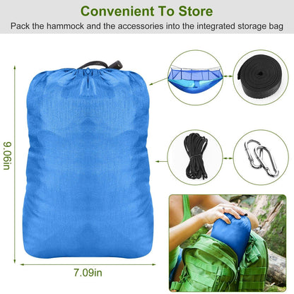 Camping Hammock with Mosquito Net, Portable Double Hammock Tent Load Two People with 2 Straps, Best for Outdoor Garden Hiking Travel - Renee Lane Company