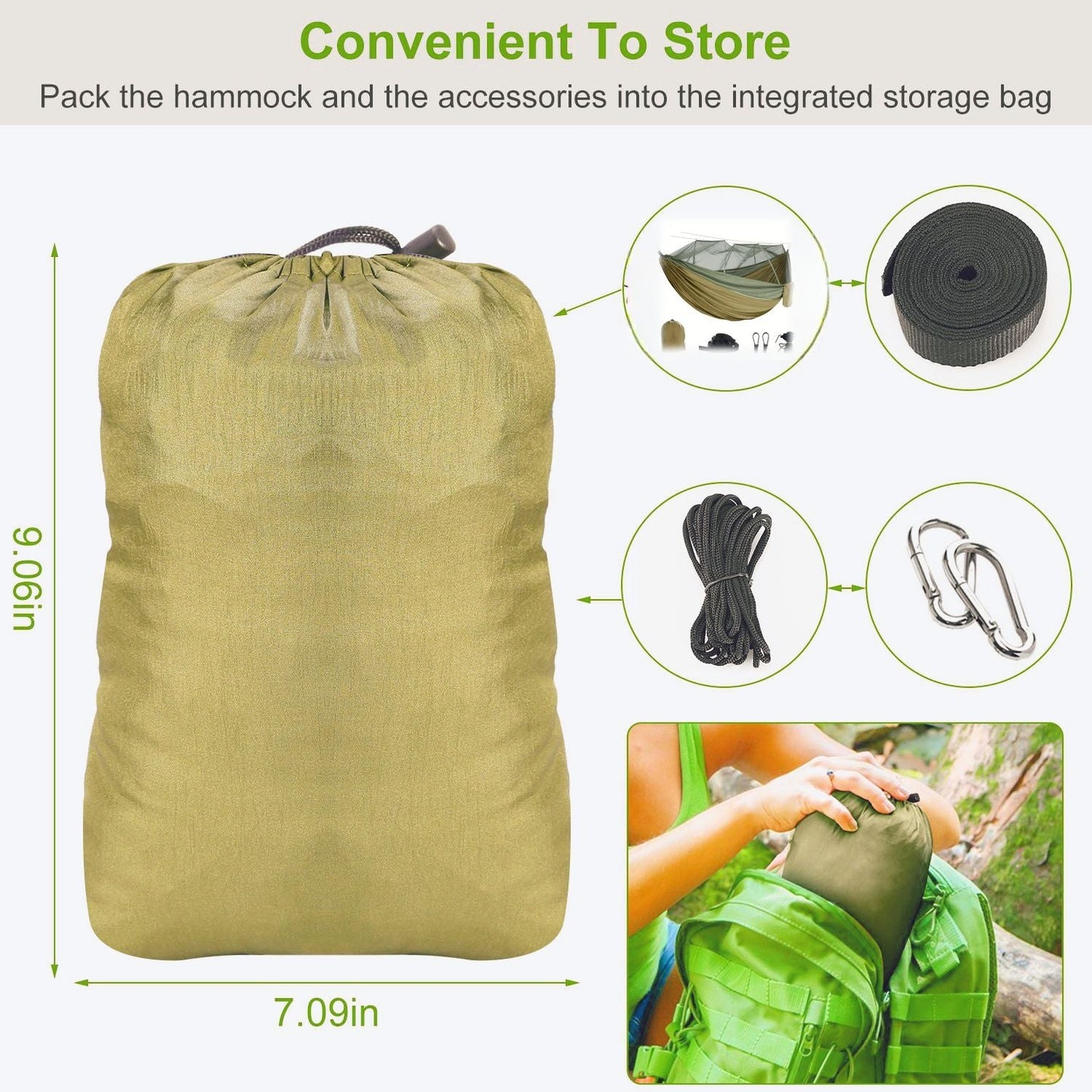 Camping Hammock with Mosquito Net, Portable Double Hammock Tent Load Two People with 2 Straps, Best for Outdoor Garden Hiking Travel - Renee Lane Company