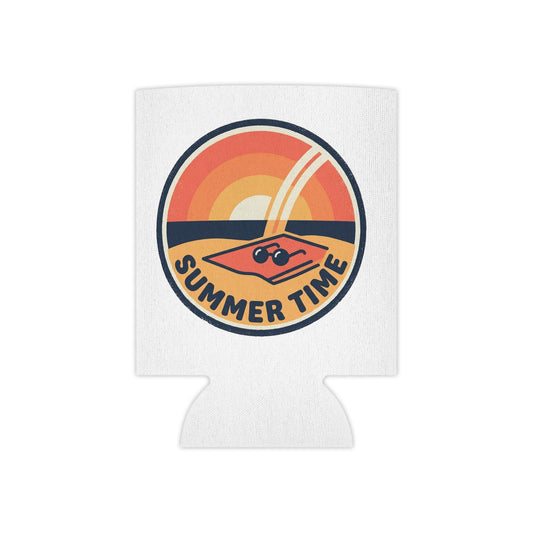 Can Cooler  'Summer Time' Retro Sunset Pool Float Can Koozie - Renee Lane Company