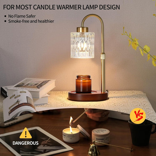 Candle Warmer Lamp with Dimmer and Timer,Home Decor Lamp for Scented Jar,Antique Brass Electric Wax Melt Warmer,Mother's Day/Birthday/Christmas Gifts for Mom/Wife,Adjustable Height,with 2 BulbsCandle - Renee Lane Company