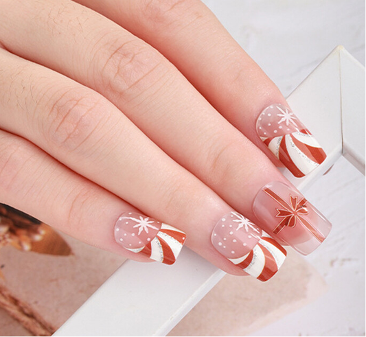 Candy Cane Swirl Gel Nails - Renee Lane Company