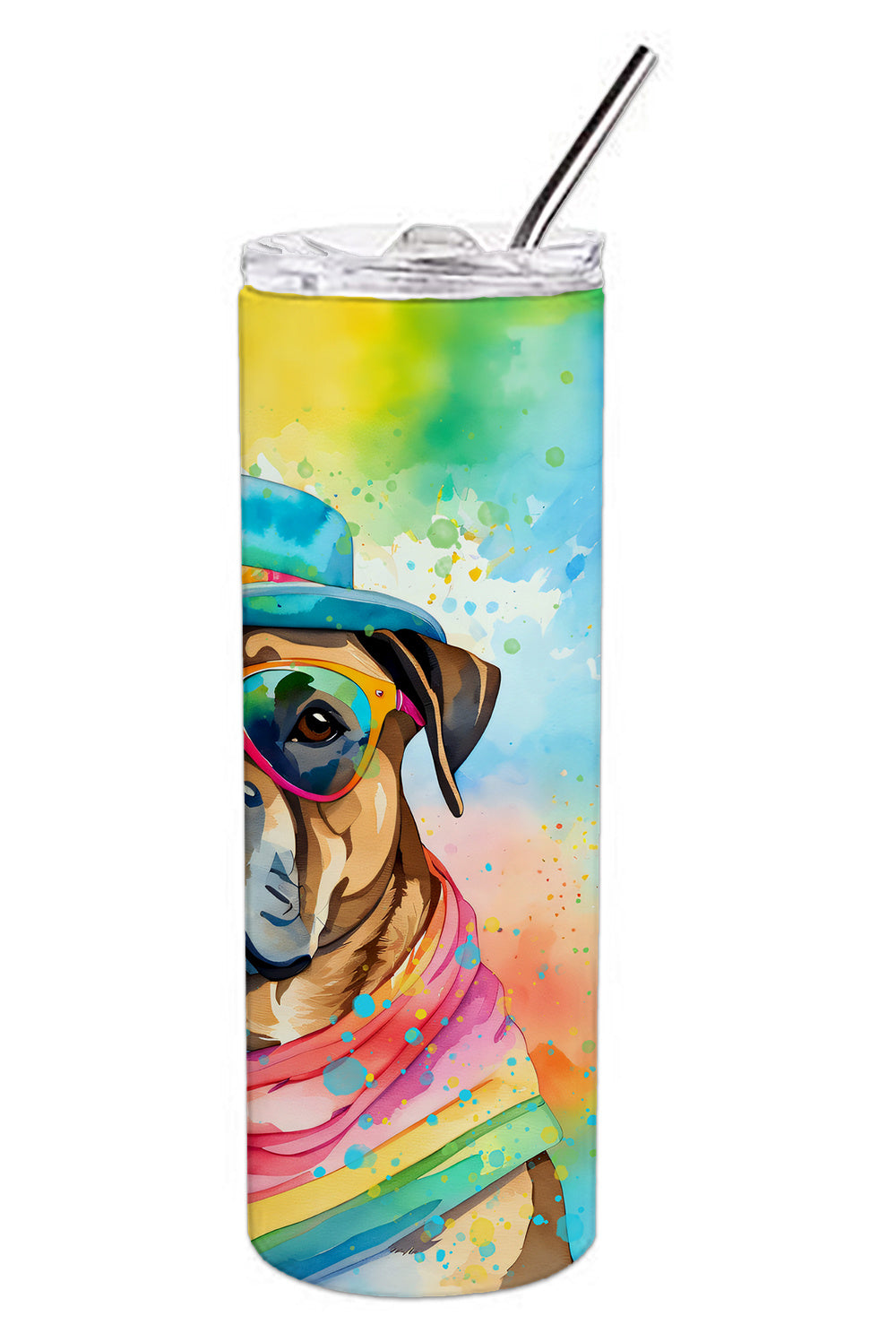 Cane Corso Hippie Dawg Stainless Steel Skinny Tumbler Vacuum Double Walled Reusable Insulated Tumbler Travel Cup for Coffee Cocktails Gift with Lid, 20 oz - Renee Lane Company