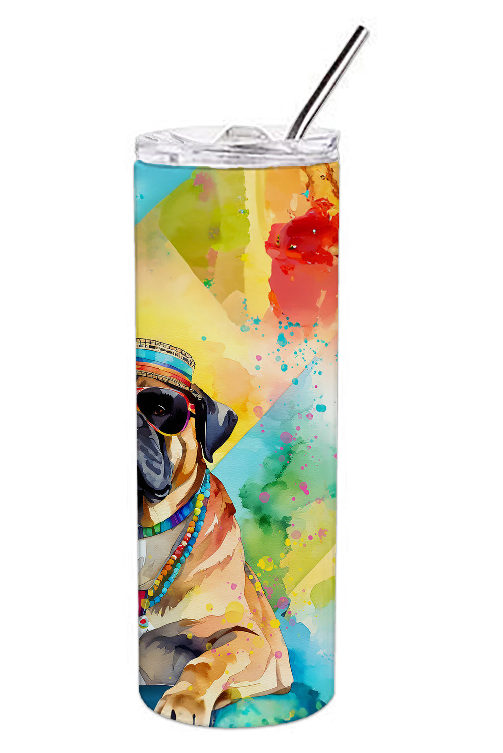 Cane Corso Hippie Dawg Stainless Steel Skinny Tumbler Vacuum Double Walled Reusable Insulated Tumbler Travel Cup for Coffee Cocktails Gift with Lid, 20 oz - Renee Lane Company