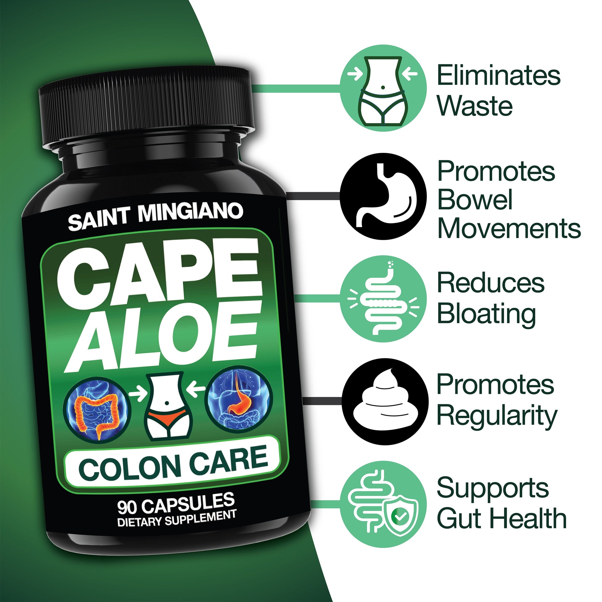 Cape Aloe Colon Cleanse, Detox & Flush - 90 Capsules. Gentle Constipation Relief - Renee Lane Company