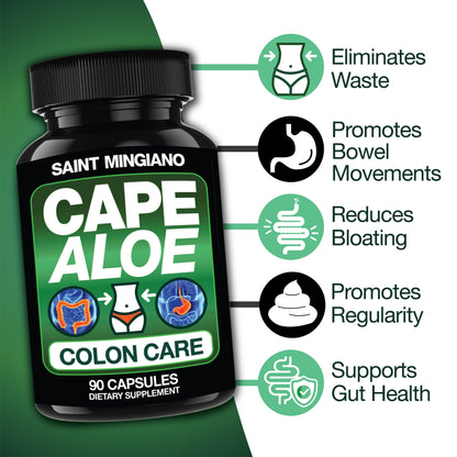 Cape Aloe Colon Cleanse, Detox & Flush - 90 Capsules. Gentle Constipation Relief - Renee Lane Company