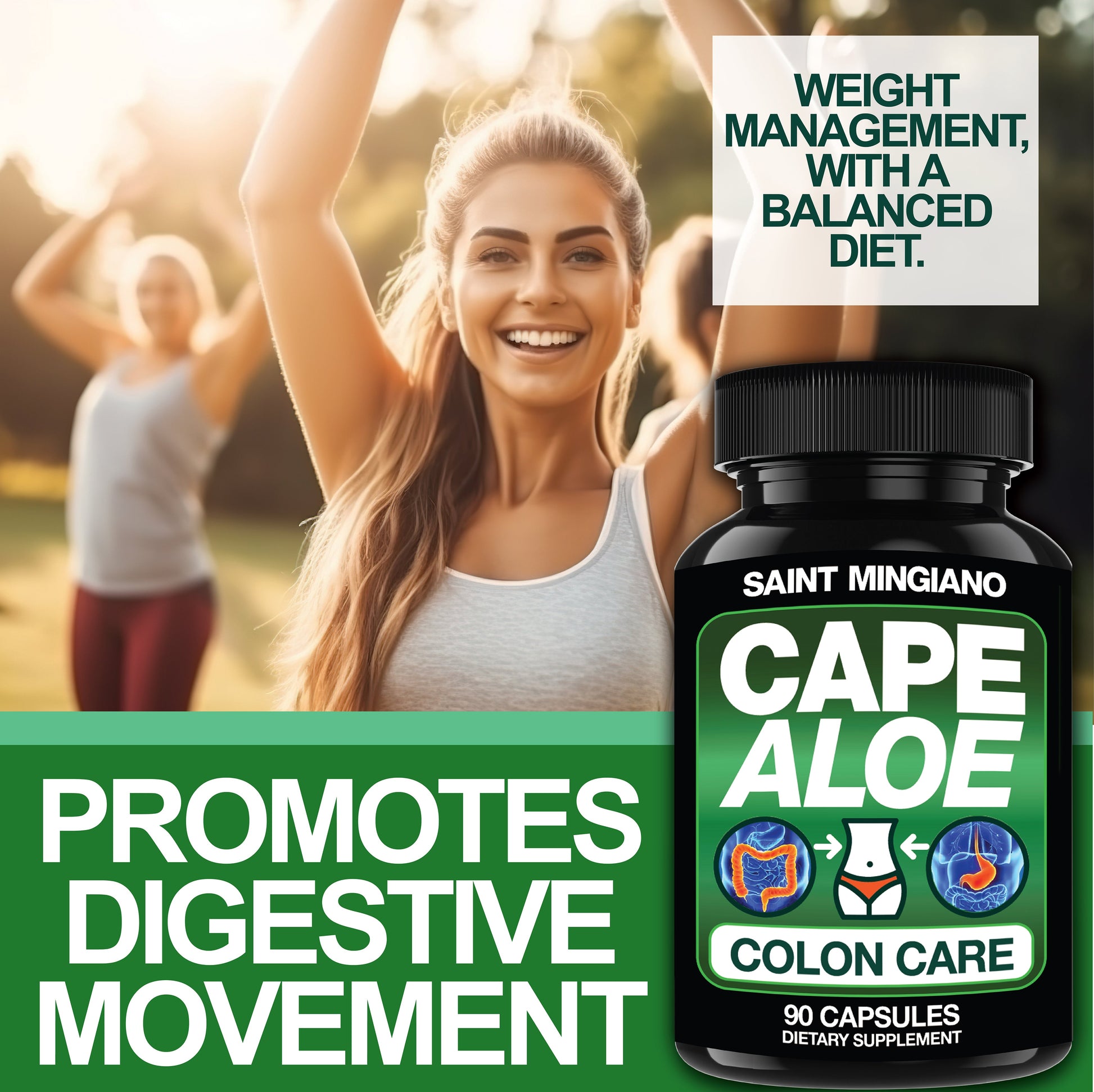 Cape Aloe Colon Cleanse, Detox & Flush - 90 Capsules. Gentle Constipation Relief - Renee Lane Company