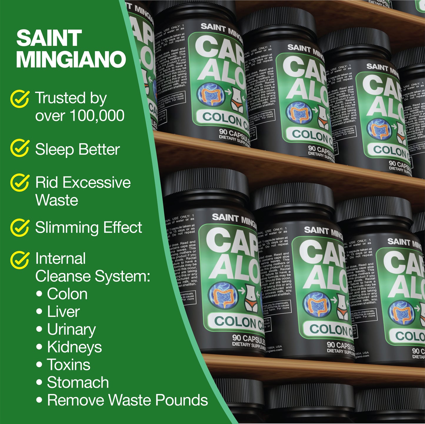 Cape Aloe Colon Cleanse, Detox & Flush - 90 Capsules. Gentle Constipation Relief - Renee Lane Company