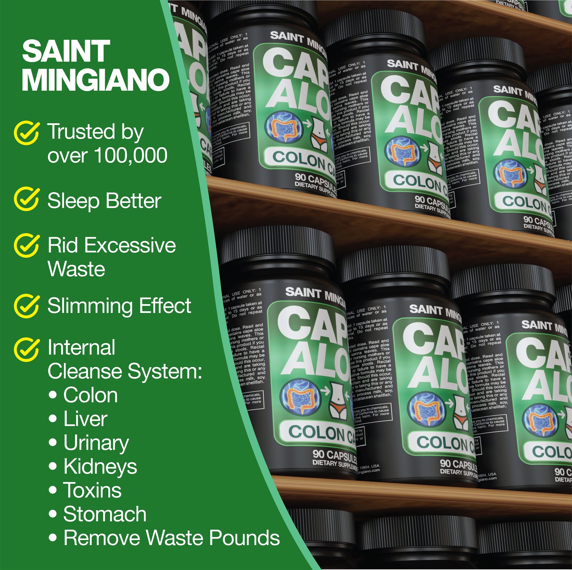 Cape Aloe Colon Cleanse, Detox & Flush - 90 Capsules. Gentle Constipation Relief - Renee Lane Company