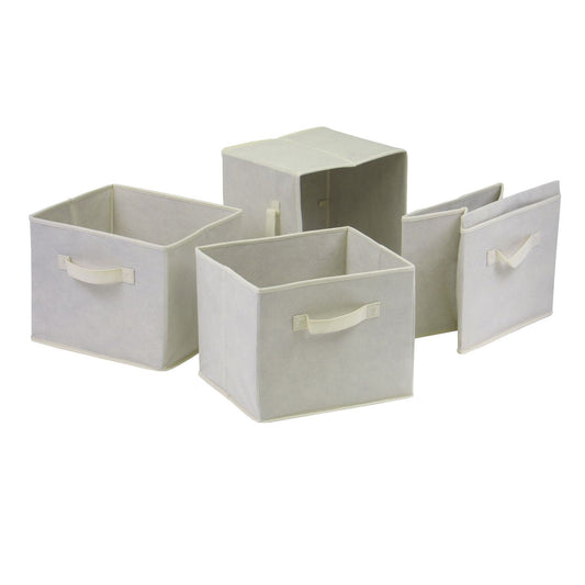 Capri Set of 4 Foldable Beige Fabric Baskets - Renee Lane Company