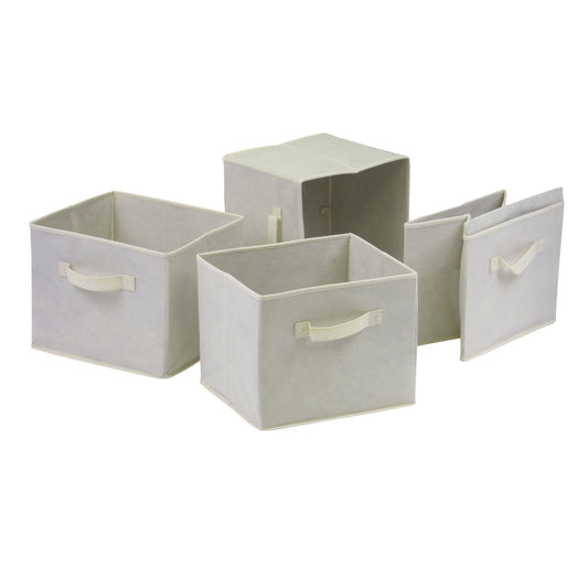 Capri Set of 4 Foldable Beige Fabric Baskets - Renee Lane Company