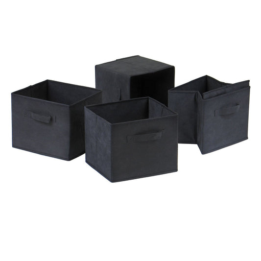 Capri Set of 4 Foldable Black Fabric Baskets - Renee Lane Company