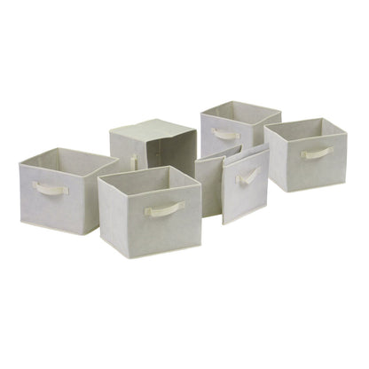 Capri Set of 6 Foldable Beige Fabric Baskets - Renee Lane Company