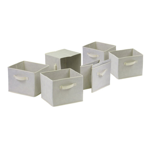 Capri Set of 6 Foldable Beige Fabric Baskets - Renee Lane Company