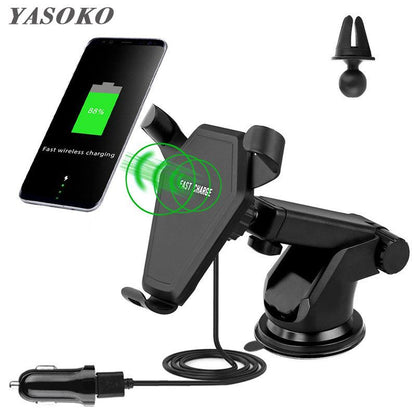 Car Bracket Qi Fast Wireless Chargers for iPhone 8/iPhone X/Samsung Dual-purpose Universal Suckers Car Outlet Holder Stand - Renee Lane Company