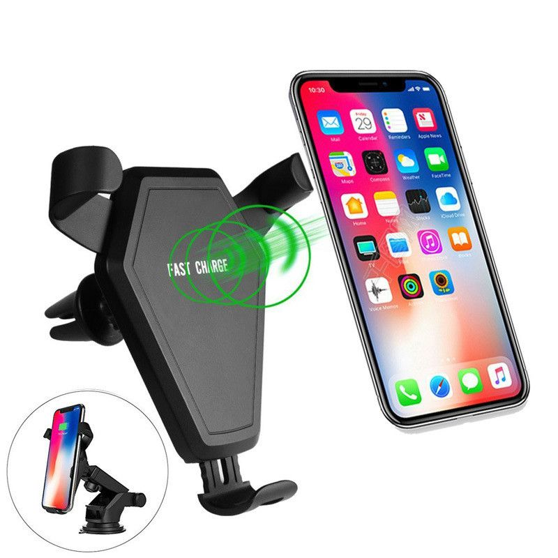 Car Bracket Qi Fast Wireless Chargers for iPhone 8/iPhone X/Samsung Dual-purpose Universal Suckers Car Outlet Holder Stand - Renee Lane Company