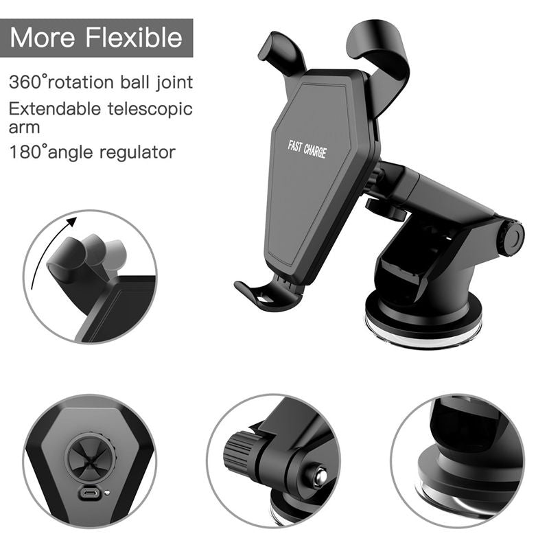 Car Bracket Qi Fast Wireless Chargers for iPhone 8/iPhone X/Samsung Dual-purpose Universal Suckers Car Outlet Holder Stand - Renee Lane Company