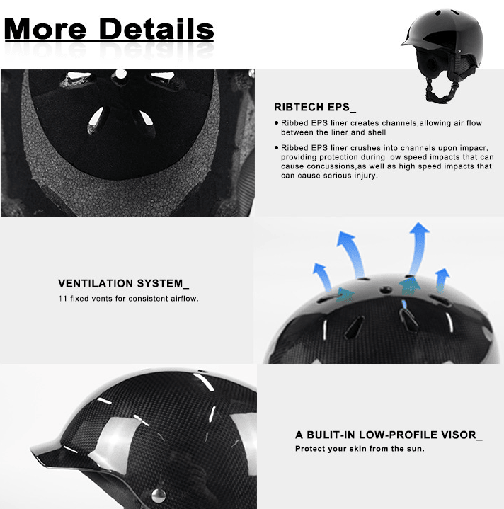 Carbon fiber ski helmet. (High-grade lightweight carbon fiber ski helmet) - Renee Lane Company