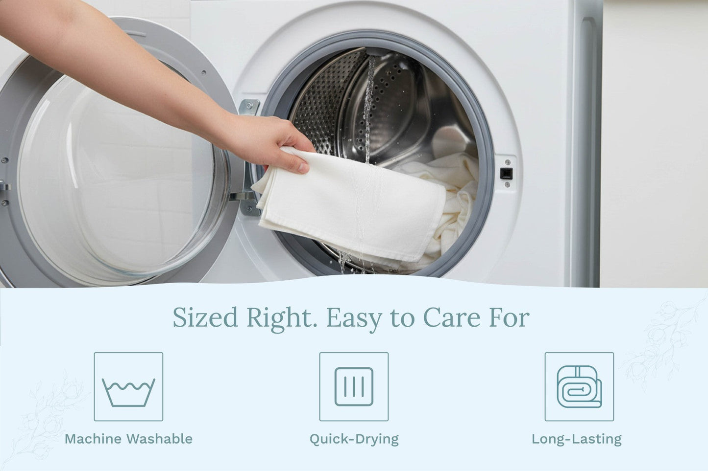 White kitchen flour sack towels inside a washing machine