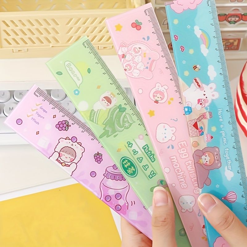 Cartoon Acrylic Ruler Student Office Drawing Measuring Ruler Color Cute 7.87inch Ruler Daily Office Supplies - Renee Lane Company