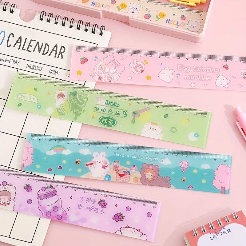 Cartoon Acrylic Ruler Student Office Drawing Measuring Ruler Color Cute 7.87inch Ruler Daily Office Supplies - Renee Lane Company